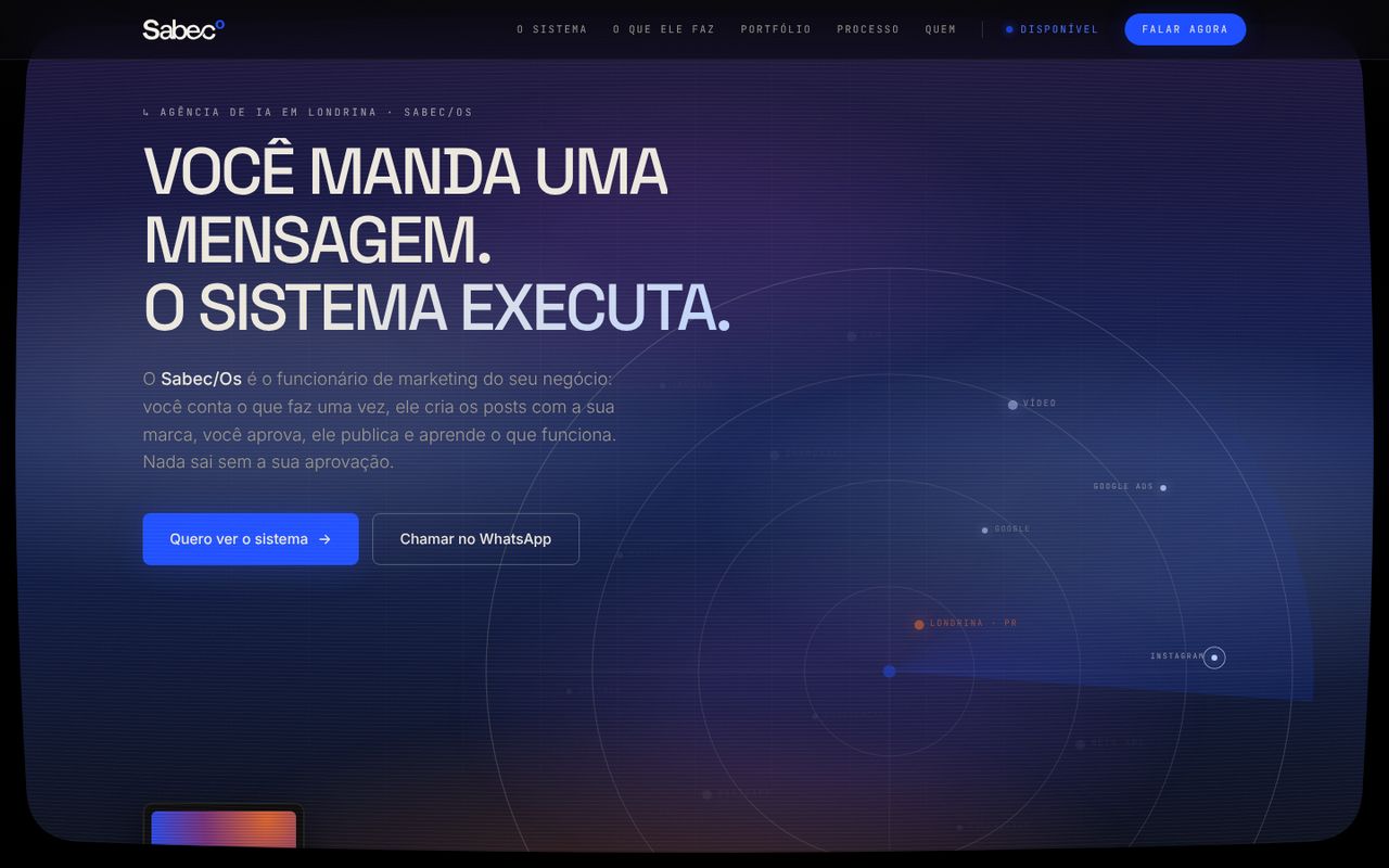 Versão anterior do site da Sabec°